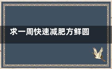 求一周快速减肥方鲜圆盾法 一周快速减肥方法